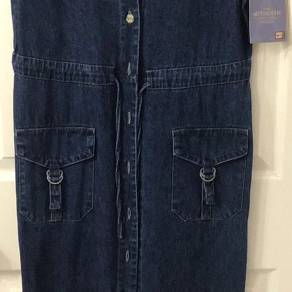 NWT Vintage Faded Glory Sz M 8/10 Front Button Down Sheath Jean Maxi Dress. - Picture 3 of 8